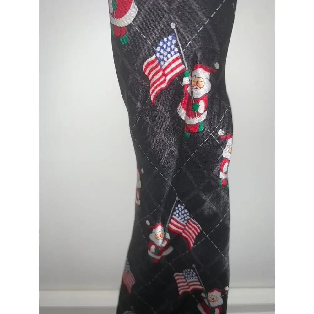 Holiday Traditions Men's Patriotic Santa Claus‎ Silk Necktie Christmas USA Flag